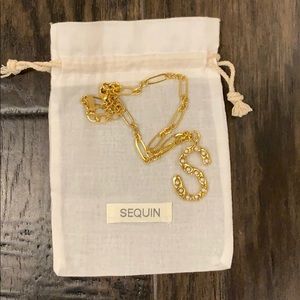 Sequin - S letter Simulated Pearl initial necklace